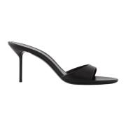 Svarte skinn stiletto mules