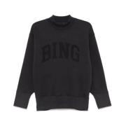 Svart Jersey Sweatshirt med Logo Print