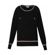 Sporty Crewneck Genser med Kontraststriper