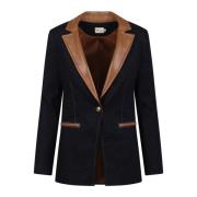 Vegansk skinn lang blazer