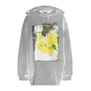 Grafisk Logo Print Bomull Hoodie Kvinner