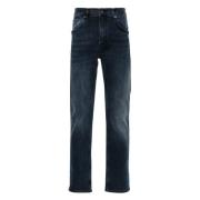 Blåsvart Straight Jeans Casual Stil