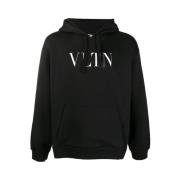 Svart Logo Hoodie med Snøring Hette