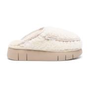 Hvite Shearling Mules