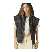 Svart Vasket Denim Vest