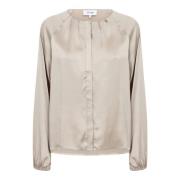 Silkeblanding Feminin Bluse med Volumermer