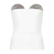 Rhinestone Square Neck Top