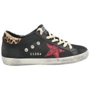 Leopard Glitter Sneakers Svart/Rød