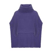 Elegant Violet Roll Neck Poncho