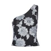 Blomster Mesh One-Shoulder Topp