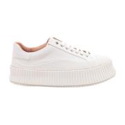 Hvite Lerret Sneakers Elegant Stil