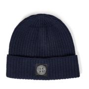 Blå Ribbestrikket Beanie Lue Aw24