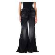 Faded Black Collapsed Waist Jeans