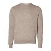 Beige Merino Ull Pullover Genser