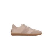 Rosa lave sneakers med semsket skinn