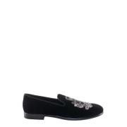 Velvet Loafers med Brodert Logo