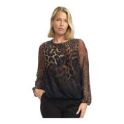 Leopardmønstret Mesherme Bluse