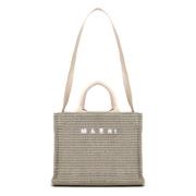 Grønn Vevd Raffia Tote Bag