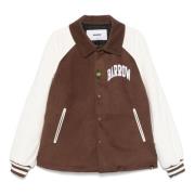 Beige Kontrast Erme Varsity Frakk