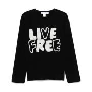 Live Free Brodert Genser (Svart)