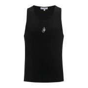 Svart Brodert Tank Top