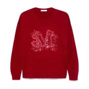 Rød Ribbestrikket Crew Neck Sweater