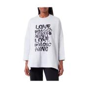 Glitter Print Oversized Crewneck Sweatshirt