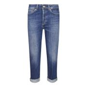 Blå Loose Fit Ankellengde Jeans