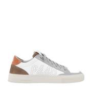 Hvite Skinn Color Block Sneakers