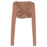 Jade Crop Tan Langermet Topp