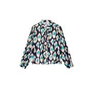 Ikat Bluse med Volanger