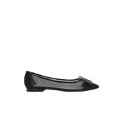 Svart Mesh Ballet Flats