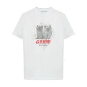 Blå Grafisk Print Crew Neck T-skjorte