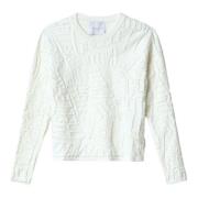 Langermet Mønstret Pullover Off White