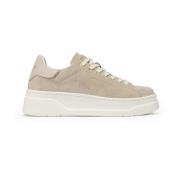 Beige Semsket Sneakers Platina Detaljer