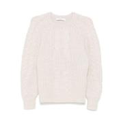 Beige Kabelstrikket Sweater