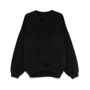 Svart Crew Neck Sweatshirt Drop Shoulder