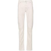 Beige Twillvevd Slim Fit Jeans