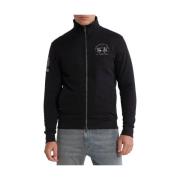 Svart Bomull Zip-Up Sweatshirt med Brodert Logo