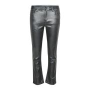 Grå Glitter Twill Cropped Jeans