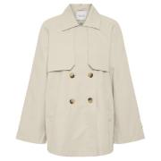 Beige Klassisk Trenchcoat med Krage