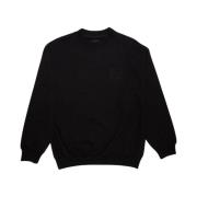 Svart Logo Crewneck Bomull Lang Erme