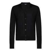 Svart V-hals Ull Cardigan Strikkeplagg