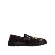 Brun Bomull Moccasin Loafers med Logo