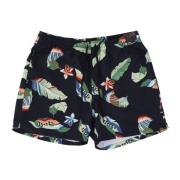 Blomster Volley Shorts med Elastisk Midje