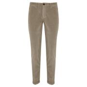 Fløyel Herre Bukser Slim Fit Beige