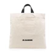 Beige Bomull Lin Tote Shopper Bag