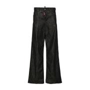 Sort Stretch Bomull Wide Leg Jeans