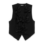 Sort blomstret vest