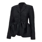 Sort Jacquard Drapert Blazer